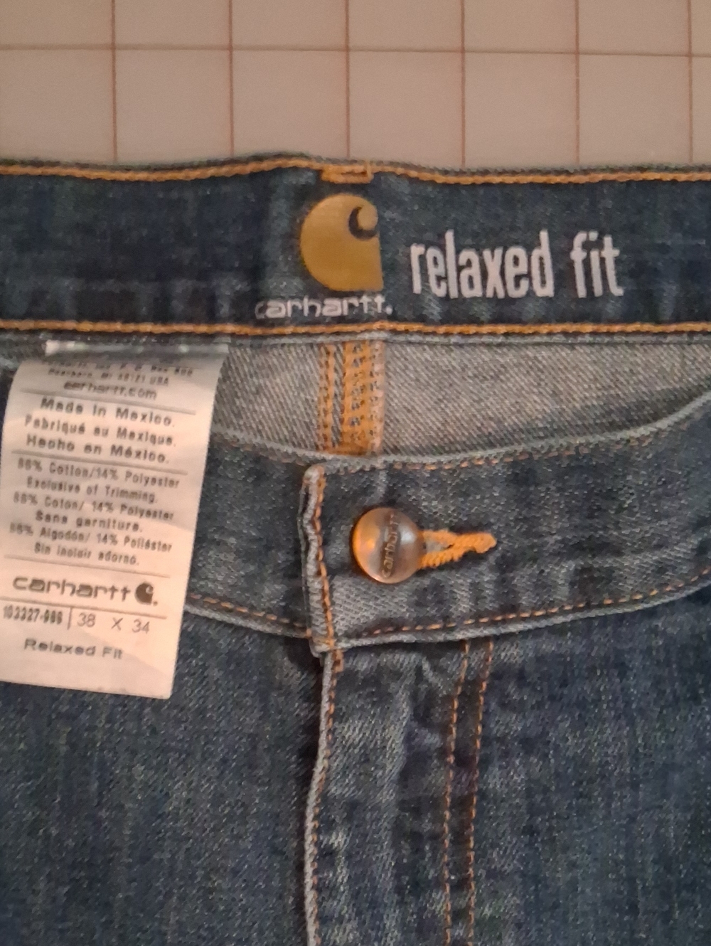 Carhartt Men's Relaxed Fit Blue Denim Jeans 38x34
